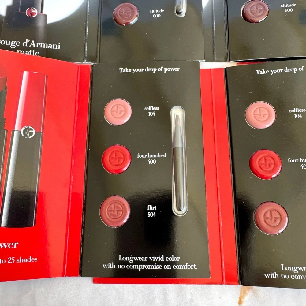 Giorgio Armani Lip Power Longwear Lipstick 400 104 504 Brush Rouge Matte 600 102